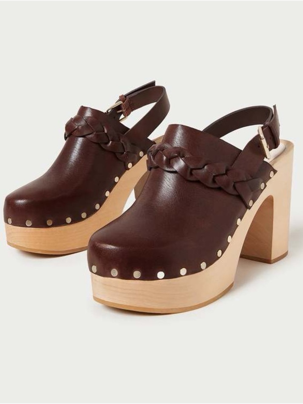 Loeffler Randall Paxton Braided Leather Clogs Sz 7.5 in brown